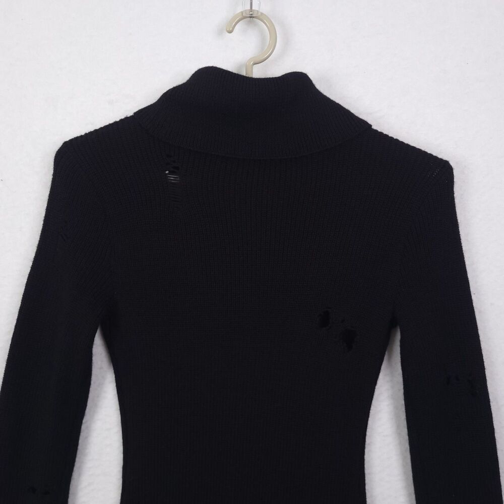 Lovers and Friends Keeney Dress Wool Blend Small Black Distressed Whimsygoth - Picture 9 of 13